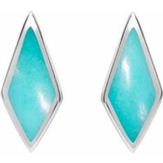 Turquoise Earrings C. W. Sellors Sterling Silver Turquoise Diamond Shaped Stud Earrings Option1 Value Silver