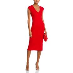 Aqua Clothing Aqua V Neck Ponte Short Sleeved Midi Dress 100% Exclusive Red