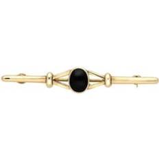 Brooches C. W. Sellors 9ct Gold Whitby Jet Bar Brooch Gold