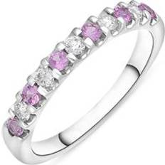 Sapphire - White Gold Rings C W Sellors 18ct White Gold Pink Sapphire Diamond Channel Set Half Eternity Ring