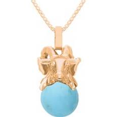 Or Rose Breloques et Pendentifs C. W. Sellors 9ct Rose Gold Turquoise Zodiac Aries 8mm Bead Pendant Rose Gold