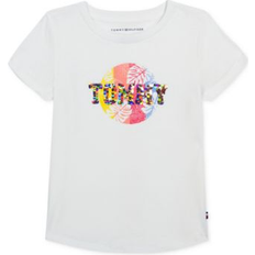 Tommy Hilfiger T-shirts Children's Clothing Tommy Hilfiger Little Girls Surf Flip Sequinned Logo Graphic T-Shirt White