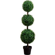 Nearly Natural 4Ft Potted Triple Ball Boxwood Topiary Tree Artificial Plant