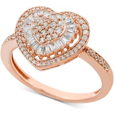 Macy's White Gold Rings Macy's Diamond Heart Cluster Ring 1/2 ct. t.w. in 14k White Yellow or Rose Gold Rose Gold