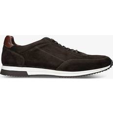 Loake Men Shoes Loake Mens Dark Brown Bannister Panelled Suede Low-top Trainers Eur Men