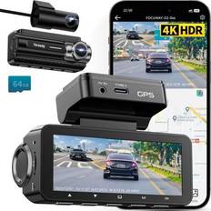 Fantec Dash Cam Front Rear 4K WiFi, 64GB SD