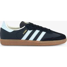 Blue - Women - adidas Samba Shoes adidas Womens Carbolmost Blue Chalk WH Samba OG Logo-embellished Leather Low-top Trainers Eur Women CARBOLMOST BLUE CHALK WH