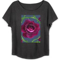 Boyfriend Tops Vida Boatneck Boyfriend Tee Wild Red Roses Original Artist Printed Pattern