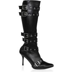 Pleaser Strappy Heels Knee-High Boots Black