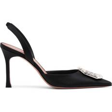 Amina Muaddi Camelia sling black satin pumps