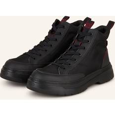 HUGO Mixed-material high-top trainers with red details Black