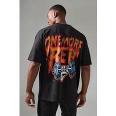 boohoo Mens Active One More Rep Graphic Oversized T-shirt - Black