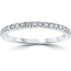 1/3 ct pave diamond wedding pave ring womens stackable band 14k white gold