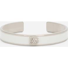 Enamel Bracelets Dolce & Gabbana Rigid Enameled Bracelet With Dg Logo Woman Bijoux White Metal