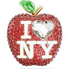 Swarovski Brooches Swarovski LOVE NY tack pin, Red, Gold-tone plated