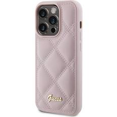 Guess Offiziell gesteppt metall logo schutzhülle für apple iphone 15 serie neu Rosa