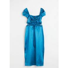 H&M Midi Dresses H&M Ladies Blue Glossy cut-out dress