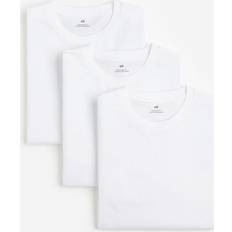 H&M Men White 3-pack Regular Fit T-shirts
