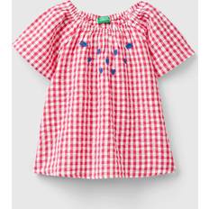 Rutiga Skjortor Barnkläder United Colors of Benetton Kids' Seersucker Fruit Embroidered Gingham Blouse