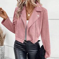 Shein Jackets Shein Womens And Autumn Casual Jacket With Lapel Collar Zipper Closure And Long Sleeve