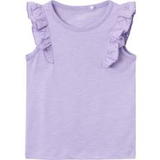 Tryckknappar T-shirts Barnkläder Name It Purple Rose Jamilla Cap Topp