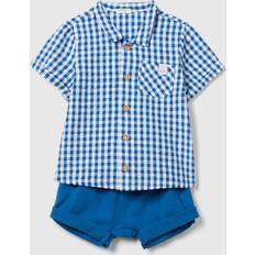 Blåa Övriga sets Benetton Baby Check Shirt & Shorts Set