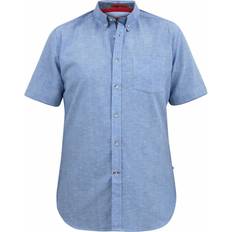 Clothing D555 big mens blue cotton linen shirt with short sleeves 2xl-8xl 101512-k