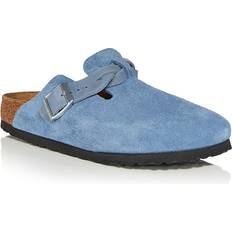 Birkenstock Women's Boston Braid Slip On Buckled Clog Flats Blue 10-10.5