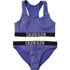 Lila Bademode Calvin Klein Jeans Bikini dunkellila schwarz weiß 128-134