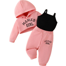 Babys Sonstige Sets Shein Baby girls sporty style hoodie, vest and pants set with minimalist letter pattern for spring and autumn