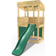 Rebo Children's Wooden Lookout Tower Playhouse with 6ft Slide Den Set