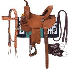 Leather Horse Saddles Royal King Royal King Branson Buckstitch Roughout Barrel Saddle 15"