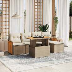 Rattan Loungesæt Havemøbler vidaXL 6 Piece Garden Outdoor Lounge Set