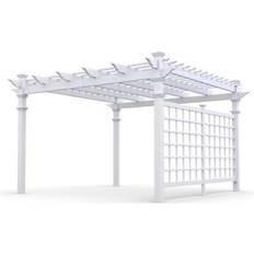 Pergola Vita 12 ft. 12 ft. Regency Vinyl Pergola Privacy Trellis, White