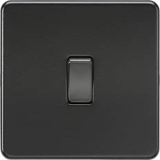 Wall Switches Knightsbridge Screwless 10AX 1G 2-Way Switch Matt Black with black rocker