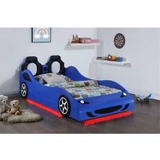 Kid's Room Coaster Cruiser Wood Twin LED Car Bed Blue Twin