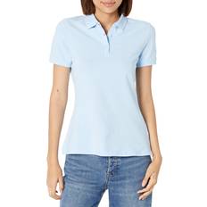 Tops French Toast Girls Size' Short Sleeve Interlock Polo with Picot Collar, Light Blue, Medium/10/12/Plus