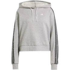 Adidas womens hoodie Adidas Women's Sportswear Essentials 3-Stripes Animal Print Relaxed Hoodie - Medium Grey Heather/Grey