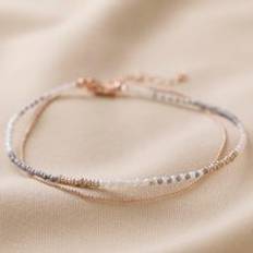 Anklets Lisa Angel Rose Gold and Grey Two Layered Beaded One