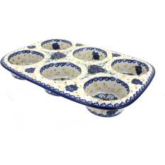 Blue Muffin Trays Blue Rose Pottery Polish Daisy Surprise Muffin Tray 12x8 "