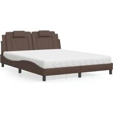 Beige Betten-Sets vidaXL Bett Mit Matratze Braun 160x200 cm Betten-Sets