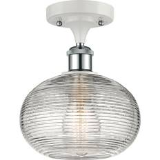 Chrome Ceiling Flush Lights Innovations Lighting Ithaca White Polished Chrome Ceiling Flush Light 8"