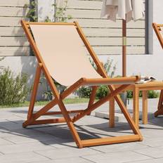 Gröna - Trä Stolar vidaXL Hopfällbar Strandstol Beige Eukalyptusträ och Tyg
