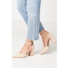 Beige - Block Heel Heels & Pumps Dorothy Perkins Blanche Ankle Strap Pointed High Block Heel Court Shoes Beige