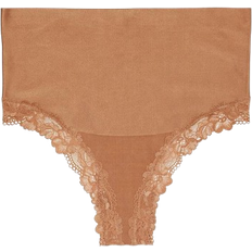 Victoria's Secret Smoothing Shimmer Lace Trim Thong Panty - Toffee