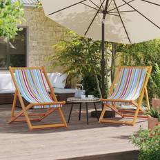 Multicolore Chaises de Jardin vidaXL Chaises de Plage Pliables Lot de 2 Multicolore Tissu Chaise de jardin pour repas