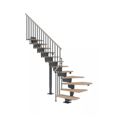 Spiraaliportaat Dolle Portaat Dubai, L-malli, Classic III -kaide, valkoöljytty tammi, 12 askelmaa, 800mm, antrasiitti