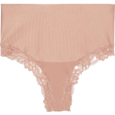 Victoria's Secret Smoothing Shimmer Lace-Trim Thong Panty - Macaron