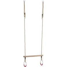 Wooden Trapeze with Metal Rings