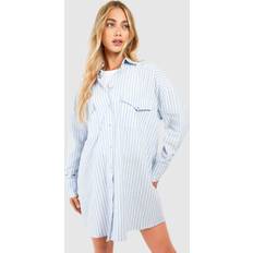 Oversize Dresses boohoo Womens Stripe Oversized Shirt Dress Blue